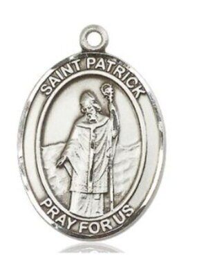 St, Patrick Oval Shaped Sterling Silver Medal. 1" x 3/4"